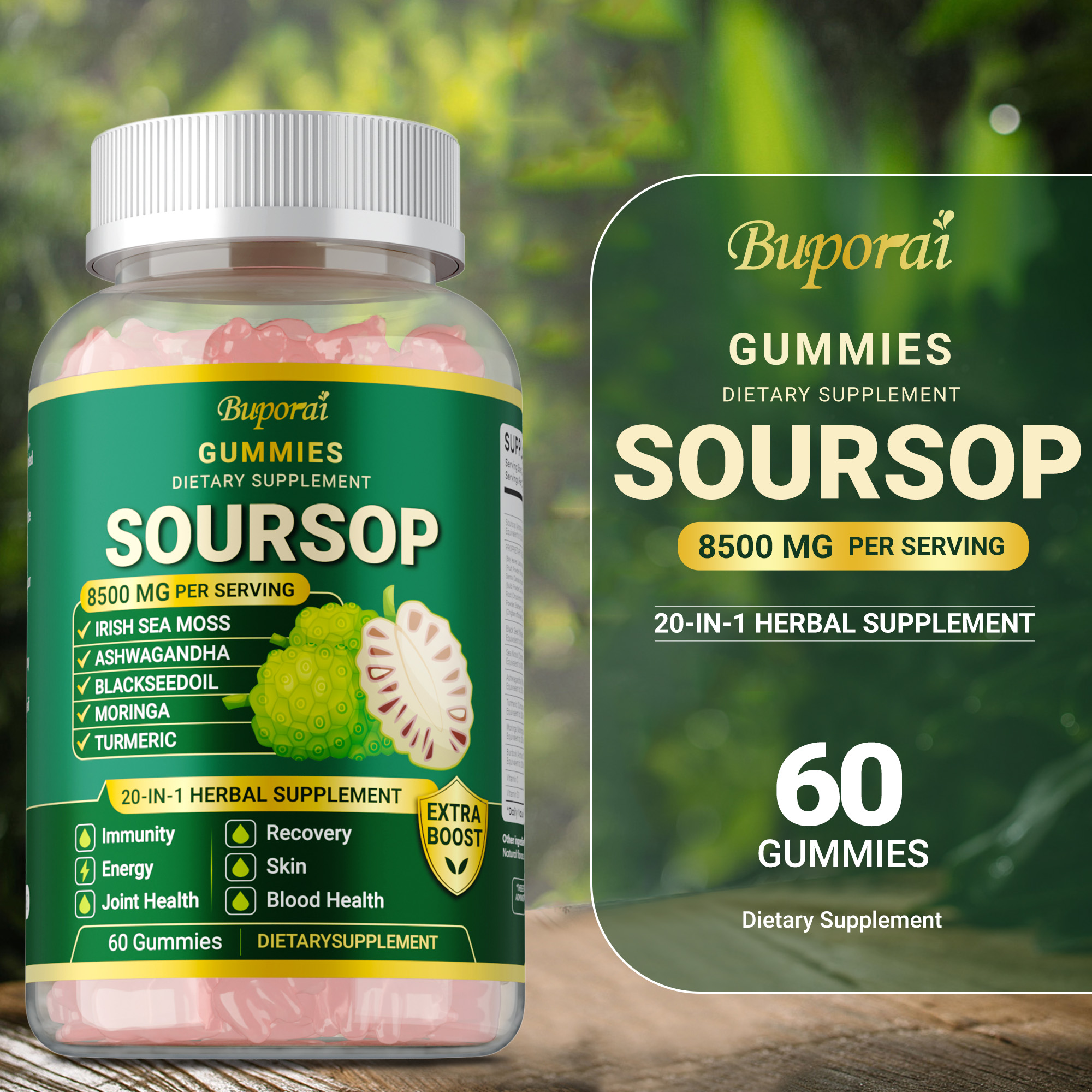 Multivitamin Gummy Adult - Soursop Gummies - for Natural Antioxidant,