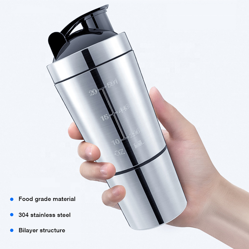 Fitness With Nutrition - Stainless Steel Protein Shaker Cup Portable