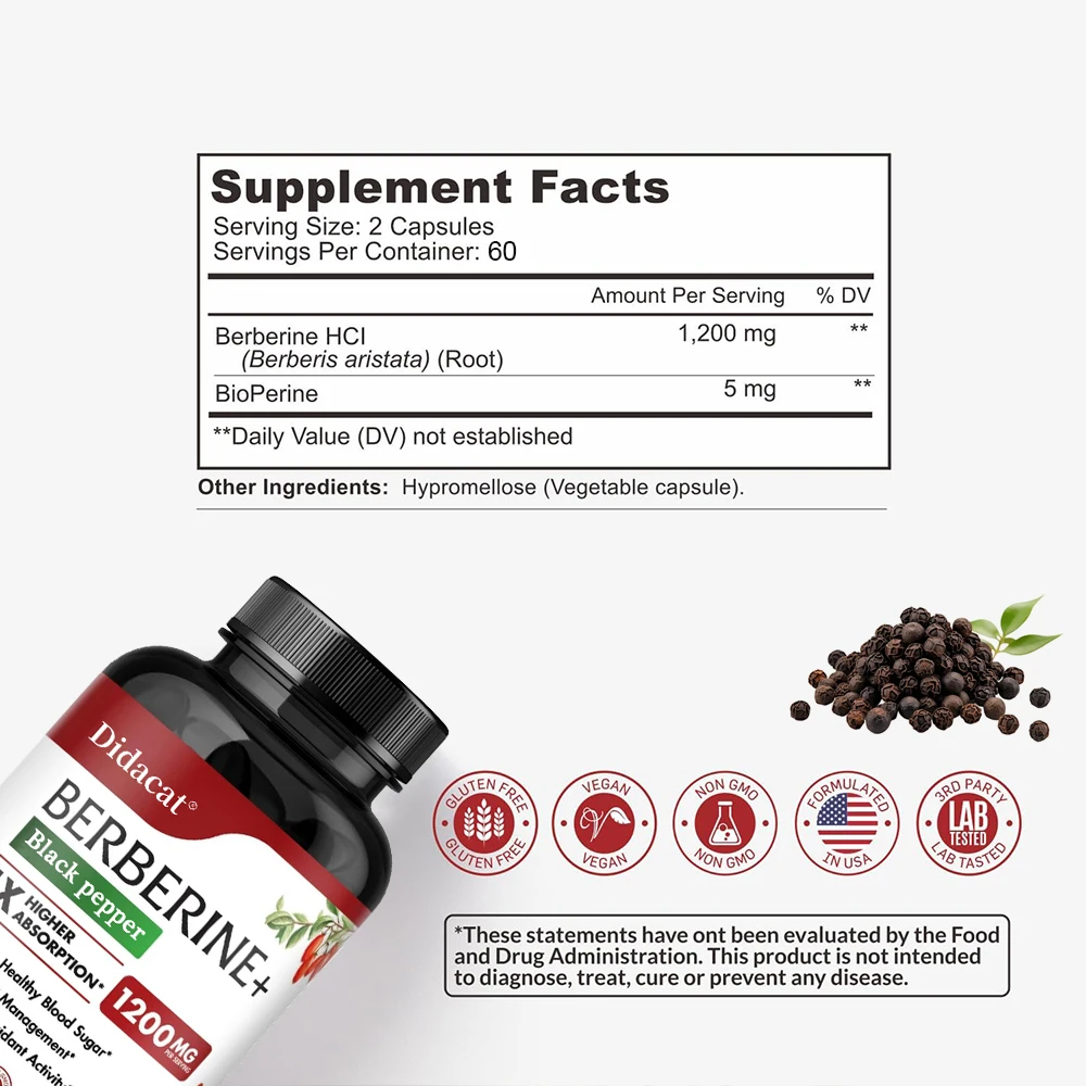 Berberine HCl Supplement - for - مراجعة Berberine Hcl Capsule وسعره