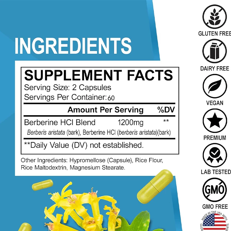 1200mg HCL Supplement, Healthy - مراجعة Berberine Hcl Capsule وسعره